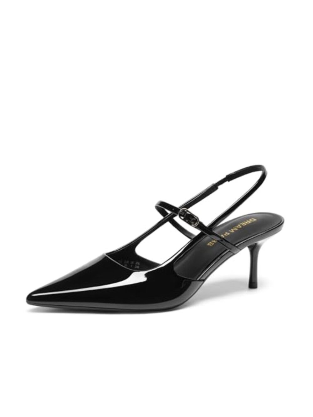 Slingback Kitten Heels Pumps for Women, Pointed Toe, Faux Leather